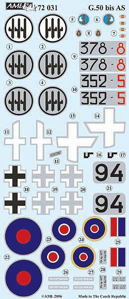 AML AML72031 1:72 Fiat G.50 bis AS 'Freccia' + detail set