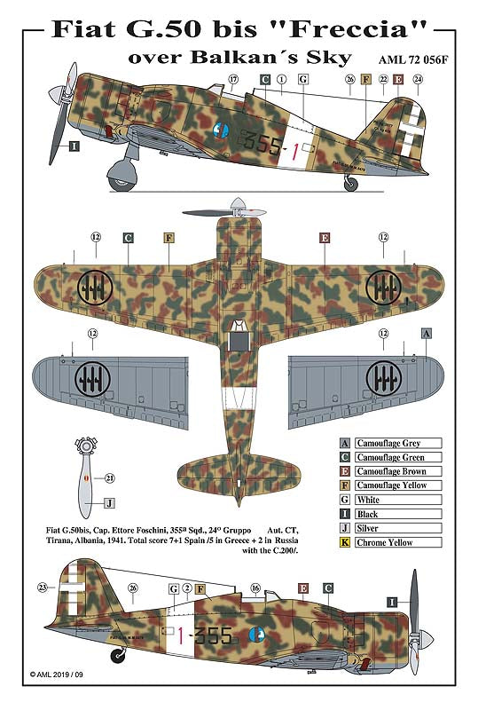 AML AML72056F 1:72 Fiat G.50bis "Over Balkan's Sky" with injection canopy