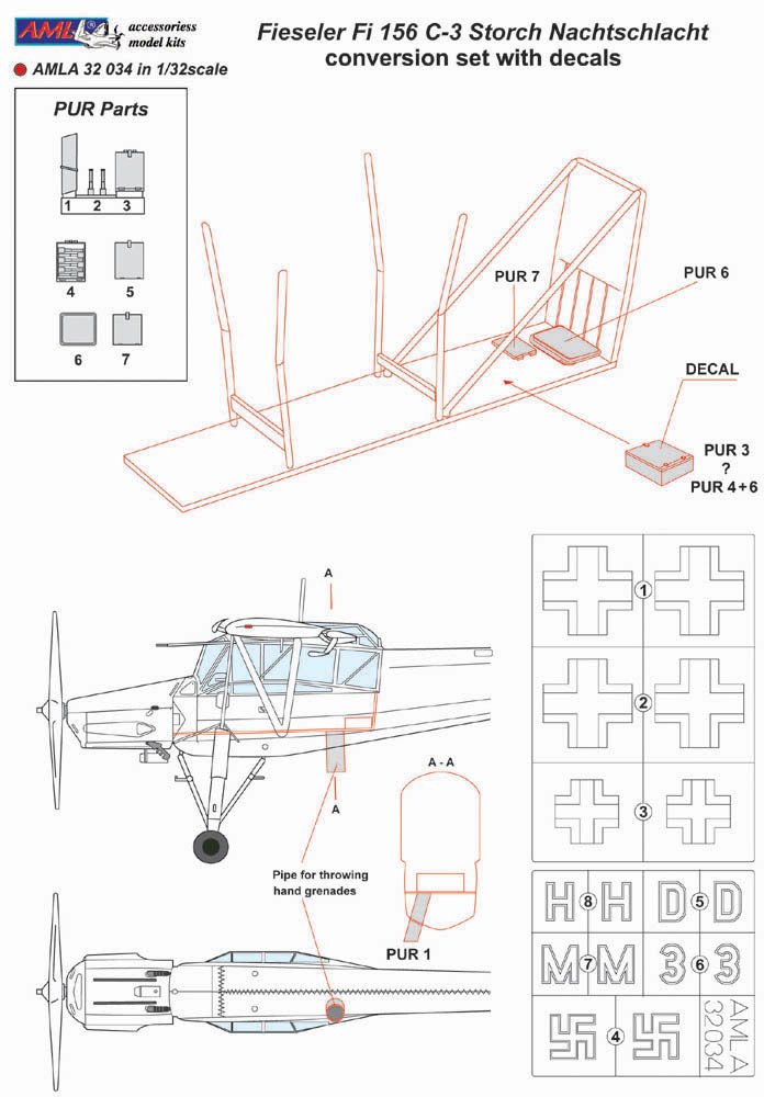 AML AMLA32034 1:32 Fieseler Fi-156C-3 Nachtschlacht