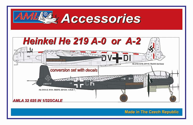 AML AMLA32025 1:32 Heinkel He-219A-0 or He-219A-2 The conversion set with decals