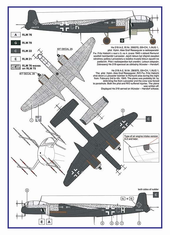 AML AMLA32025 1:32 Heinkel He-219A-0 or He-219A-2 The conversion set with decals