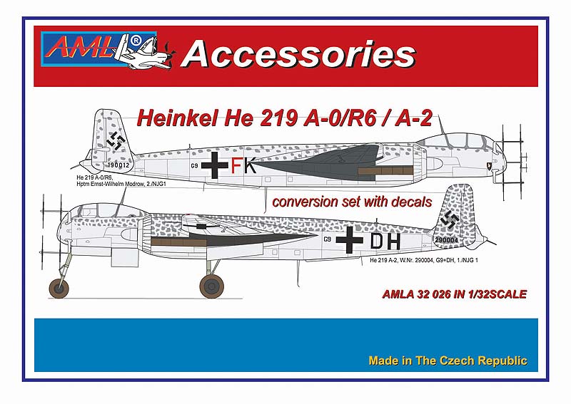 AML AMLA32026 1:32 Heinkel He-219A-0/R6/He-219A-2 The conversion set with decals
