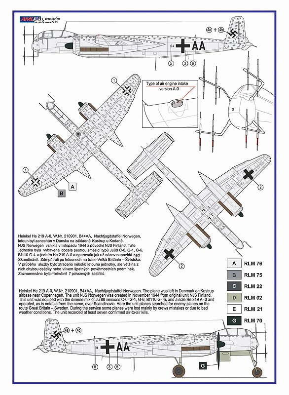 AML AMLA32028 1:32 Heinkel He-219A-0 The conversion set with decals