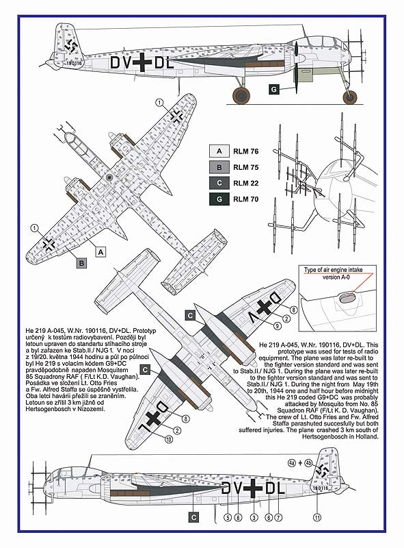 AML AMLA32028 1:32 Heinkel He-219A-0 The conversion set with decals