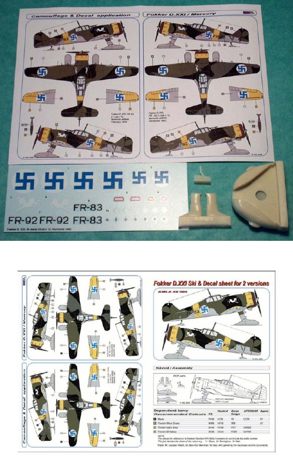 AML AMLA48005 1:48 Fokker D.XXI Finnish decal with resin skis