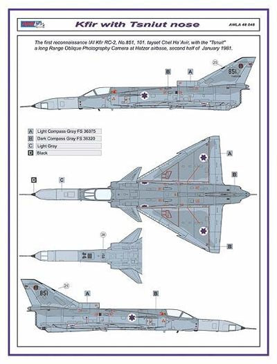 AML AMLA48046 1:48 IAI Kfir RC-2 / Tsniut camera nose Conversion set