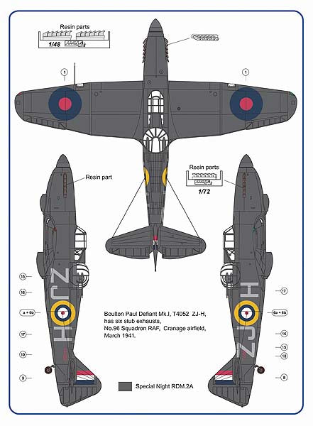 AML A48050 Hawker Hurricane & Boulton-Paul Defiant Mk.I Exhausts 1:48