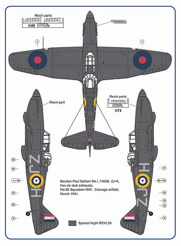 AML A48050 Hawker Hurricane & Boulton-Paul Defiant Mk.I Exhausts 1:48