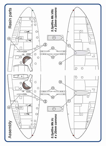 AML AMLA48054 1:48 Supermarine Spitfire Mk.Vc/Mk.VIIIC wing cannons