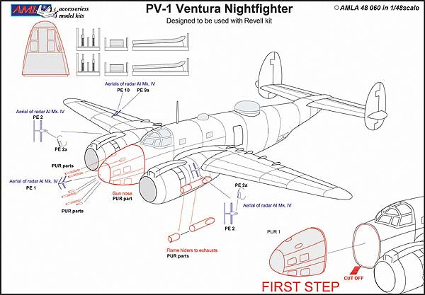 AML A48060 Lockheed PV-1 Ventura Nightfighter Conversion Set 1:48