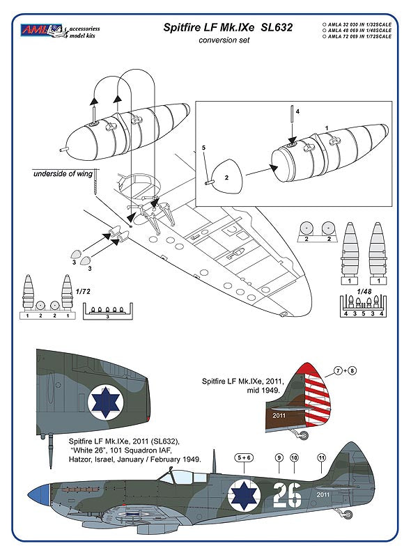 AML AMLA48069 1:48 Supermarine Spitfire Mk.IXe with German fuel tanks