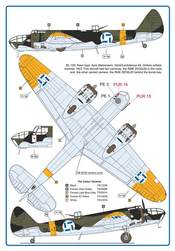 AML AMLA72074 1:72 Bristol Blenheim Mk.IV reconnaissance in Finnish Air Force
