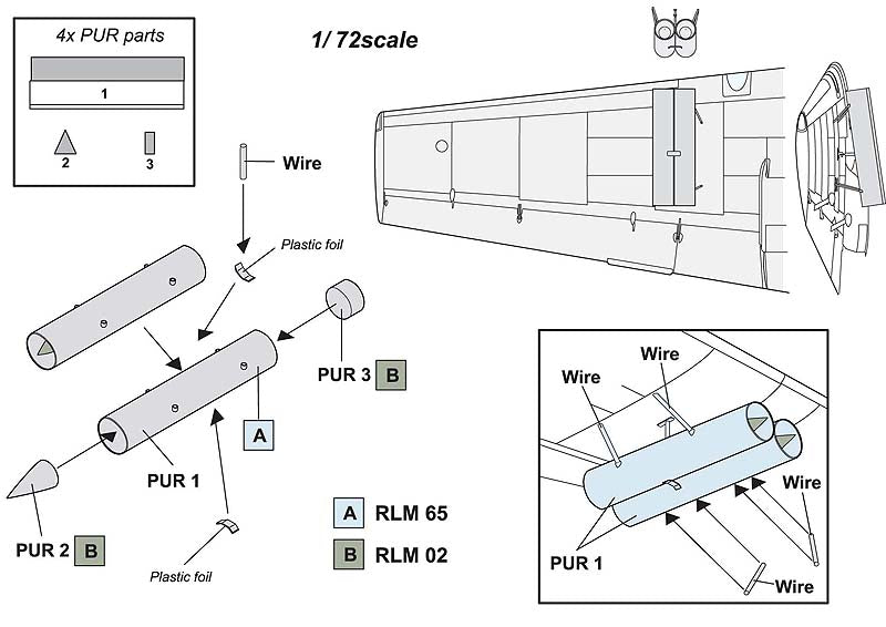 AML A72084 Luftwaffe Wgr.42 Rocket Pods Bf-110/Me-210/Me-410 1:72