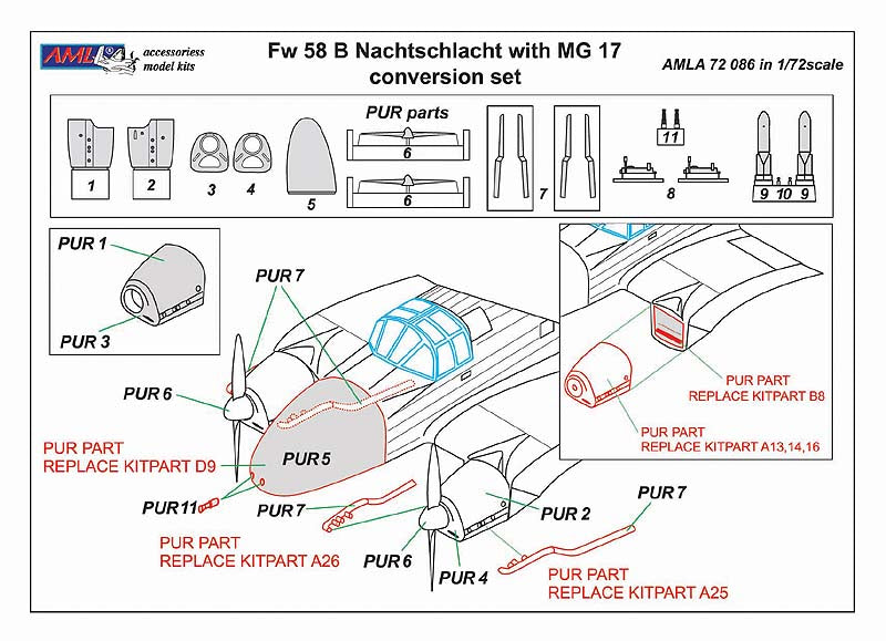 AML AMLA72086 1:72 Focke-Wulf Fw-58B/C Nachtschlacht with MG 17