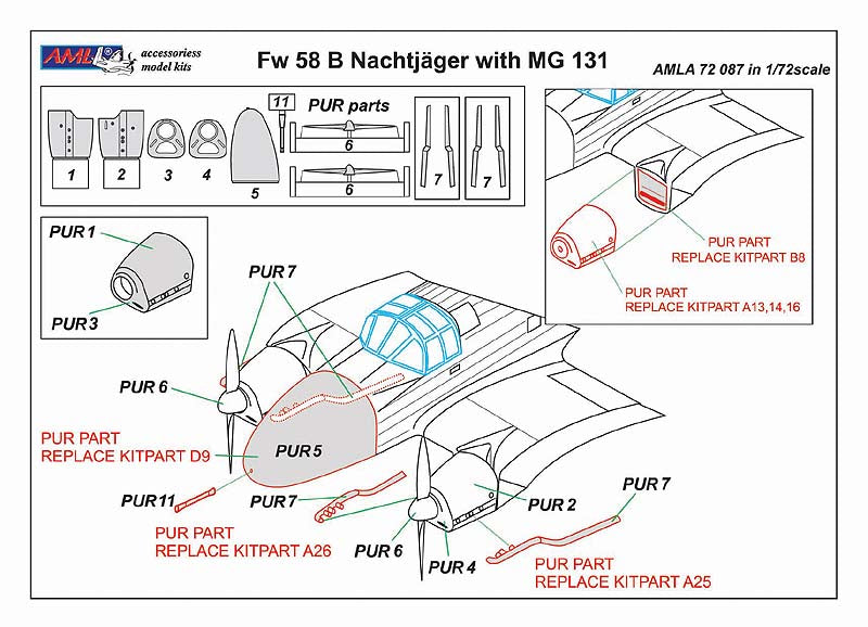 AML AMLA72087 1:72 Focke-Wulf Fw-58B/C Nachtjager with MG 131
