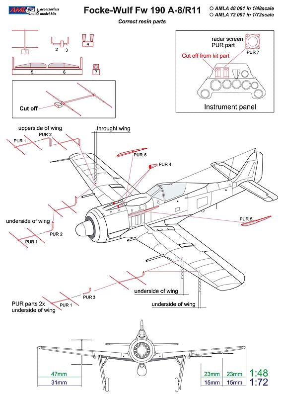 AML AMLA72091 1:72 Focke-Wulf Fw-190A-8/R11 with FuG 217 J-2 Neptun