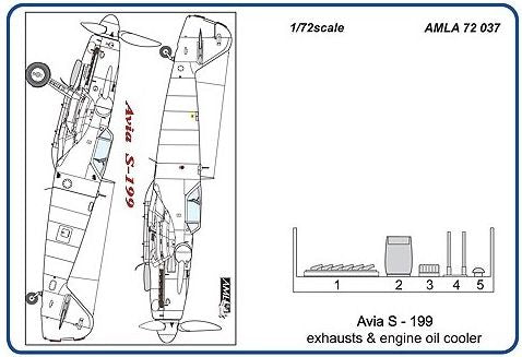 AML AMLA72037 1:72 Avia S-199 Exhausts & Engine oil cooler