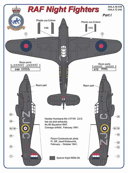 AML A72046 Hurricane & Defiant Mk.I Exhausts No.96 Sqn Part 1 1:72