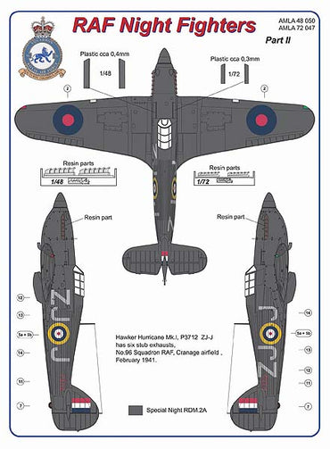 AML A72047 Hurricane & Defiant Mk.I Exhausts No.96 Sqn Part 2 1:72