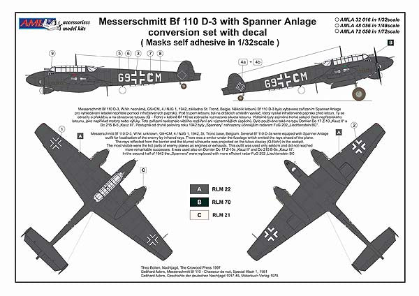 AML AMLA72056 1:72 Messerschmitt Bf-110D-2 Spaner