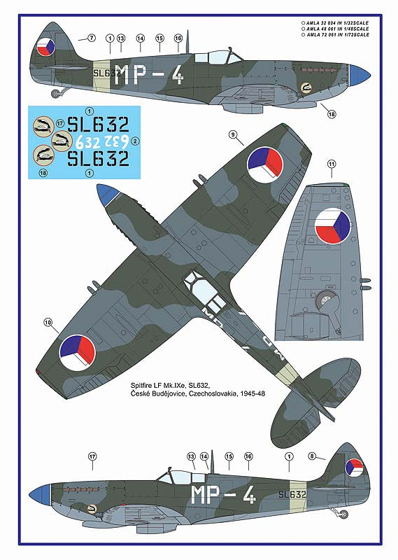 AML AMLA72061 1:72 Spitfire Mk.IXe German fuel tanks in Czech AF service