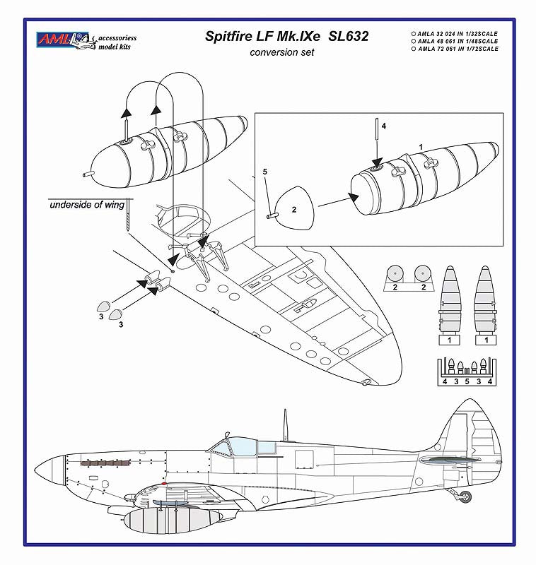 AML AMLA72061 1:72 Spitfire Mk.IXe German fuel tanks in Czech AF service