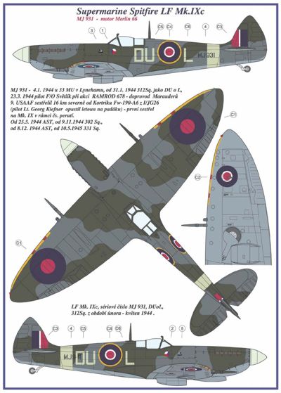 AML AMLC2011 1:32 Supermarine Spitfire Mk.IXC 2 decal versions : DU-L