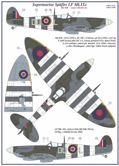 AML AMLC2011 1:32 Supermarine Spitfire Mk.IXC 2 decal versions : DU-L