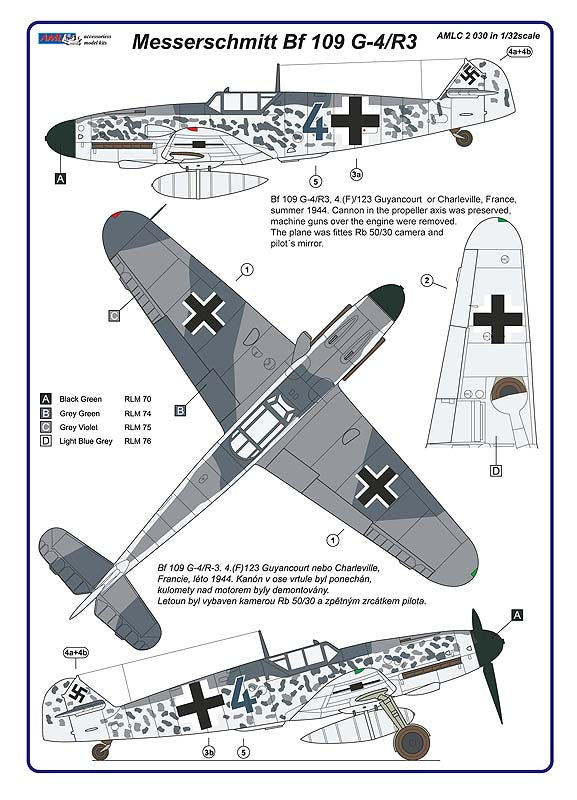AML AMLC2030 1:32 Messerschmitt Bf-109G-4/R3 reconnaissance version Aufklarer