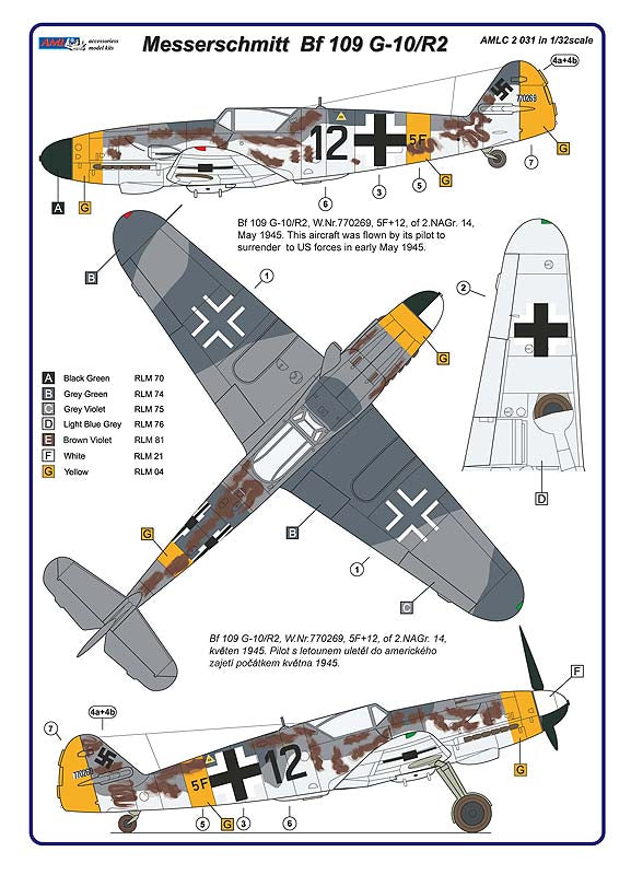 AML AMLC2031 1:32 Messerschmitt Bf-109G-10/R2 reconnaissance version Aufklarer