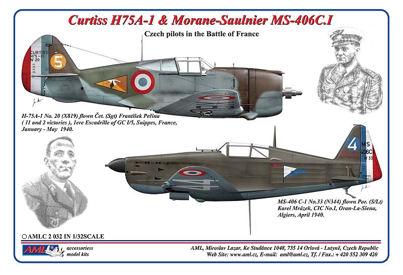 AML AMLC2032 1:32 Curtiss H75A-1 Hawk & Morane-Saulnier MS-406C.I