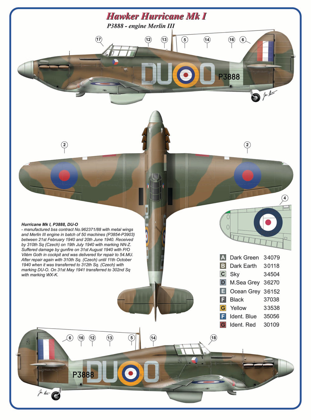 AML AMLC2038 1:32 Hawker Hurricane Mk.I, 312 th Squadron RAF, DuoJ & DUoO