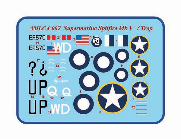 AML AMLC4002 1:144 Spitfire Mk.V/Trop,/2 decal versions digital prints