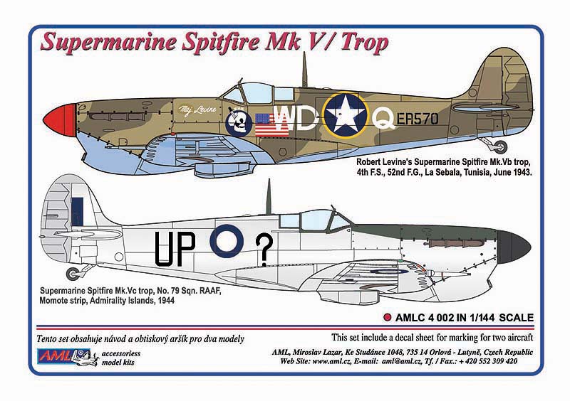 AML AMLC4002 1:144 Spitfire Mk.V/Trop,/2 decal versions digital prints