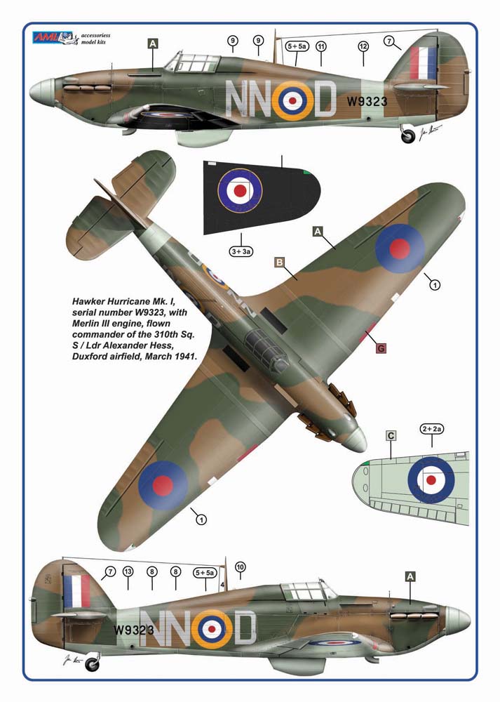 AML AMLC4016 1:144 Hawker Hurricane Mk.I Czechoslovak Battle of Britain