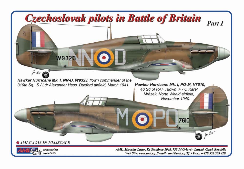 AML AMLC4016 1:144 Hawker Hurricane Mk.I Czechoslovak Battle of Britain