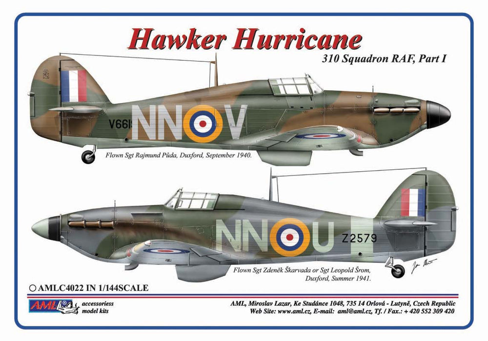 AML AMLC4022 1:144 310th Squadron RAF, Part II / Hawker Hurricane Mk.I-NnoU&NNoV