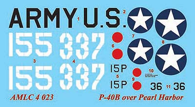 AML AMLC4023 1:144 Curtiss P-40B over Pearl Harbor / 2 decal versions