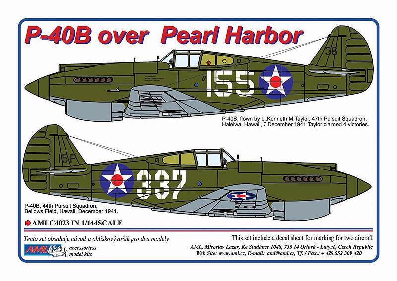 AML AMLC4023 1:144 Curtiss P-40B over Pearl Harbor / 2 decal versions