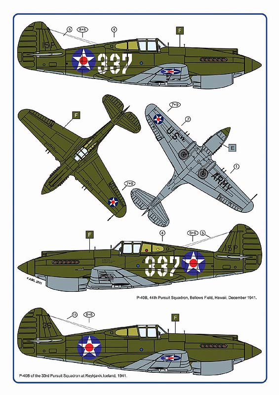 AML AMLC4023 1:144 Curtiss P-40B over Pearl Harbor / 2 decal versions