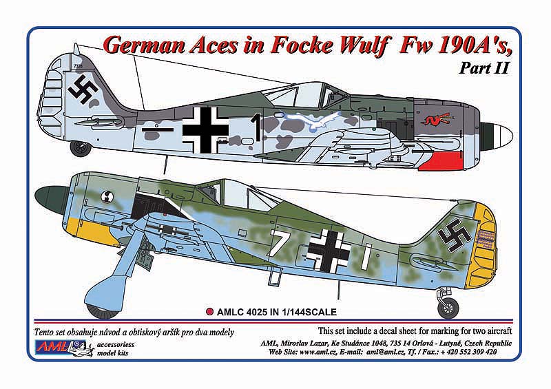 AML AMLC4025 1:144 German Aces in Focke-Wulf Fw-190A's,Part II pc