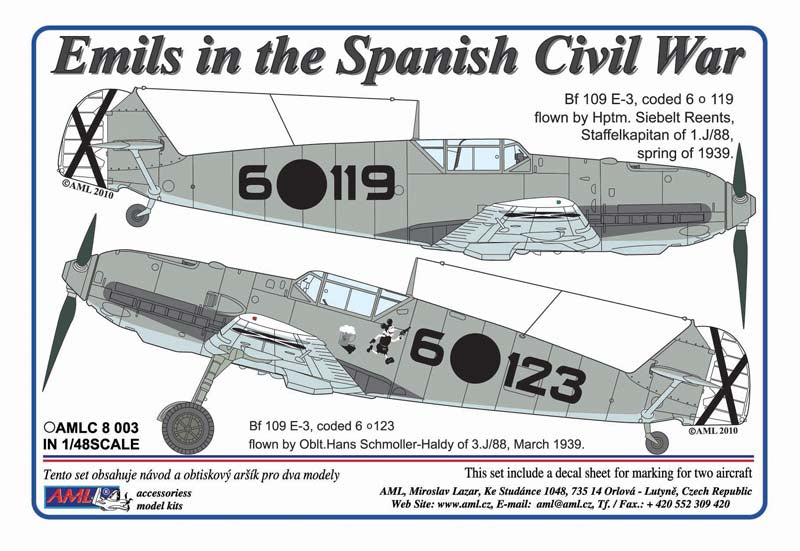AML AMLC8003 1:48 Messerschmitt Bf-109E in the Spanish Civil War