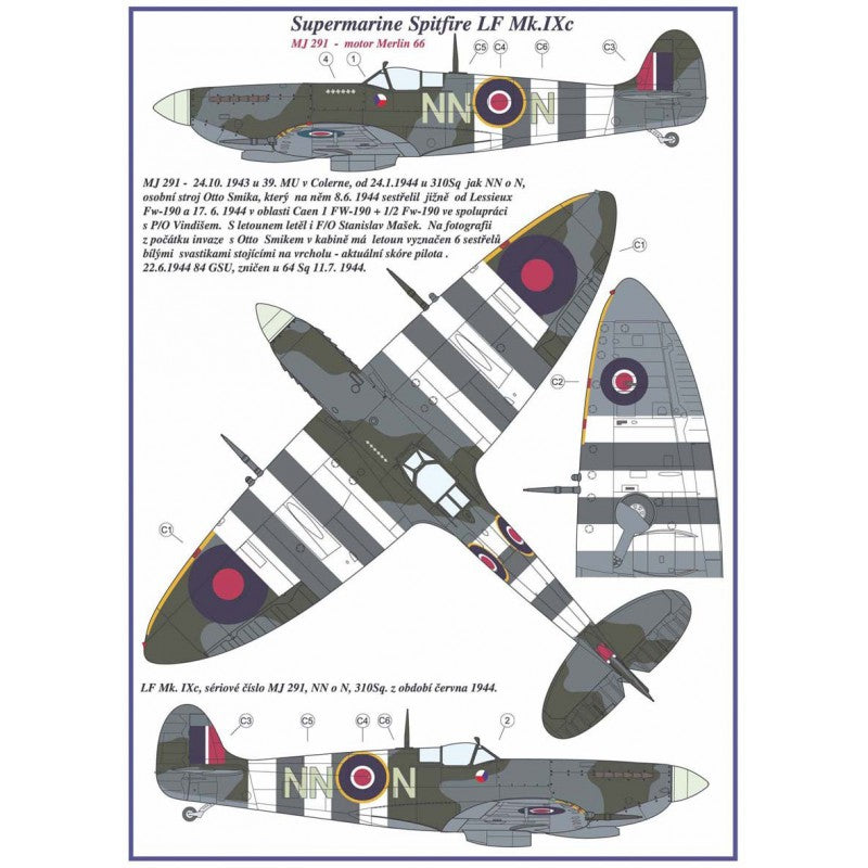 AML AMLC8006 1:48 Supermarine Spitfire Mk.IXC 2 RAF decal versions : DU-N , NN-N