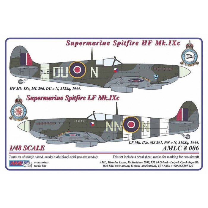 AML AMLC8006 1:48 Supermarine Spitfire Mk.IXC 2 RAF decal versions : DU-N , NN-N