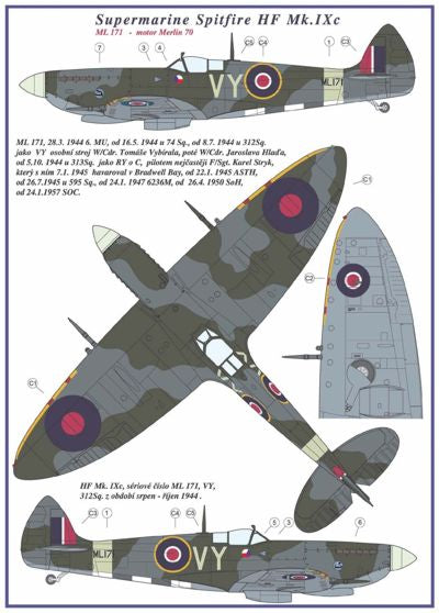 AML AMLC8007 1:48 Supermarine Spitfire Mk.IXC 2 decal versions DU-L