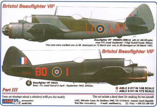 AML AMLC8017 1:48 Bristol Beaufighter Mk.VIF V8656/G