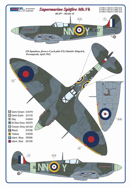 AML AMLC8037 1:48 Czechoslovak pilots & dogs of No.310 and No.313 Squadron RAF