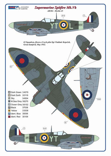 AML C8038 Spitfire Mk.Vb Czechoslovak Pilots No.65 Sqn RAF 1:48