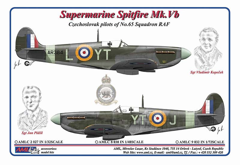 AML C8038 Spitfire Mk.Vb Czechoslovak Pilots No.65 Sqn RAF 1:48