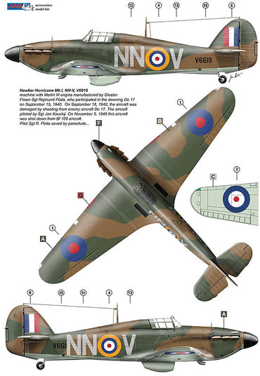 AML AMLC8040 1:48 310th Squadron RAF, Part I / Hawker Hurricane Mk.I NN@U & NN@V